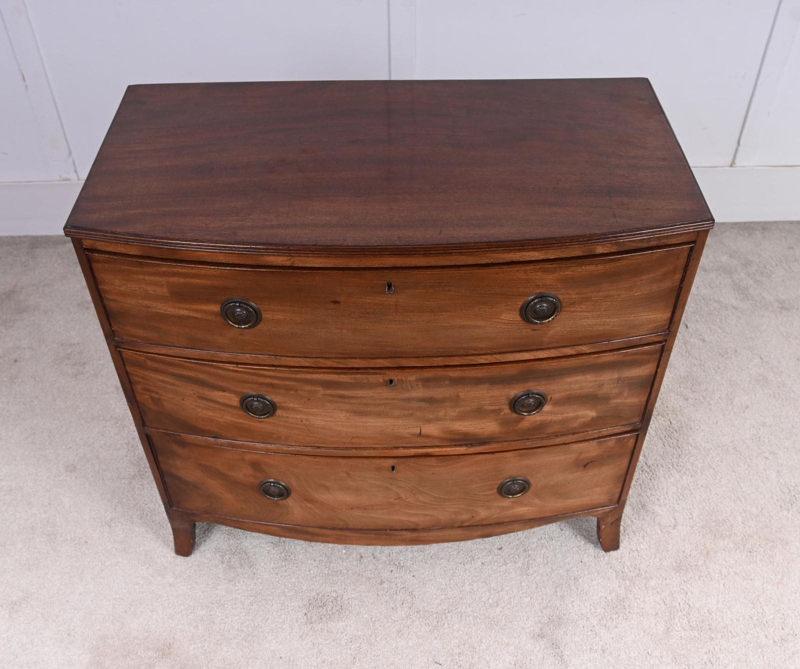 Georgian Mahogany Chest Drawers Bow Front 1820 photo vinterior