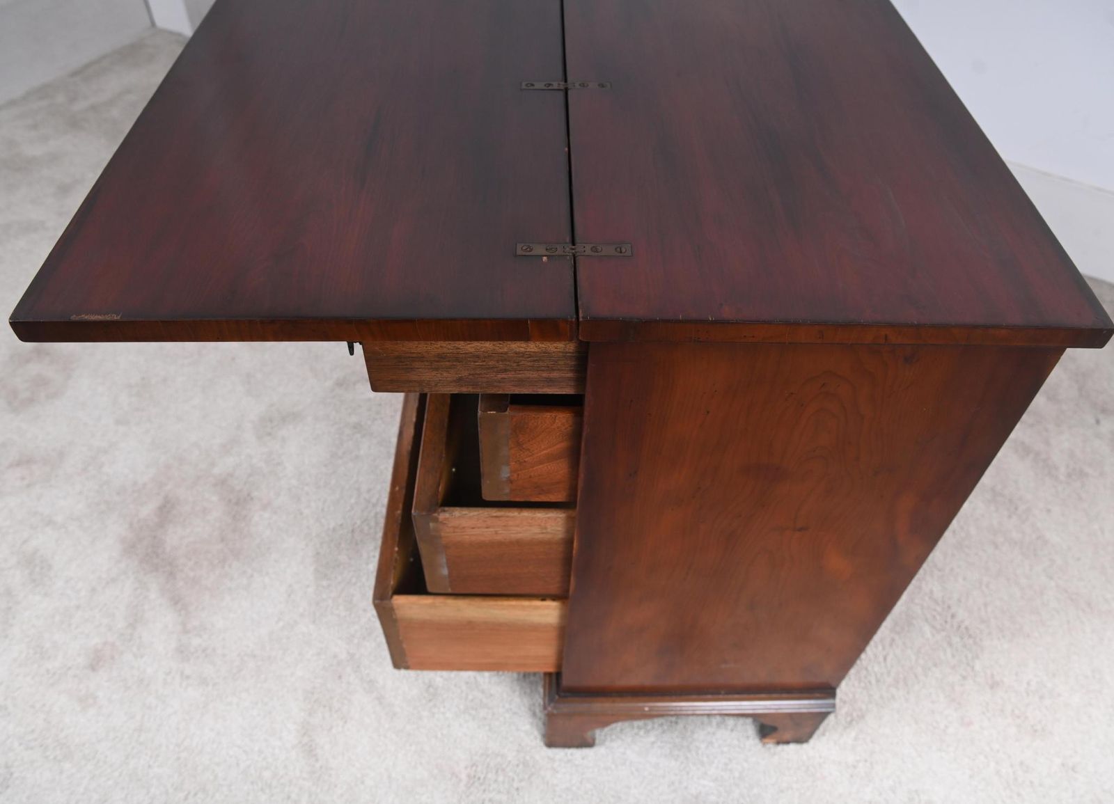 Yew Bachelors Chest Drawers Flip Top Georgian Revival photo vintage