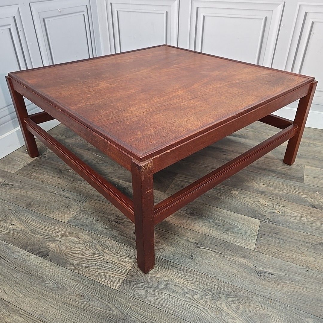 230.0 Retro Teak Coffee Table Vintage Large Mid Century Side – Scandi Square Wooden photo