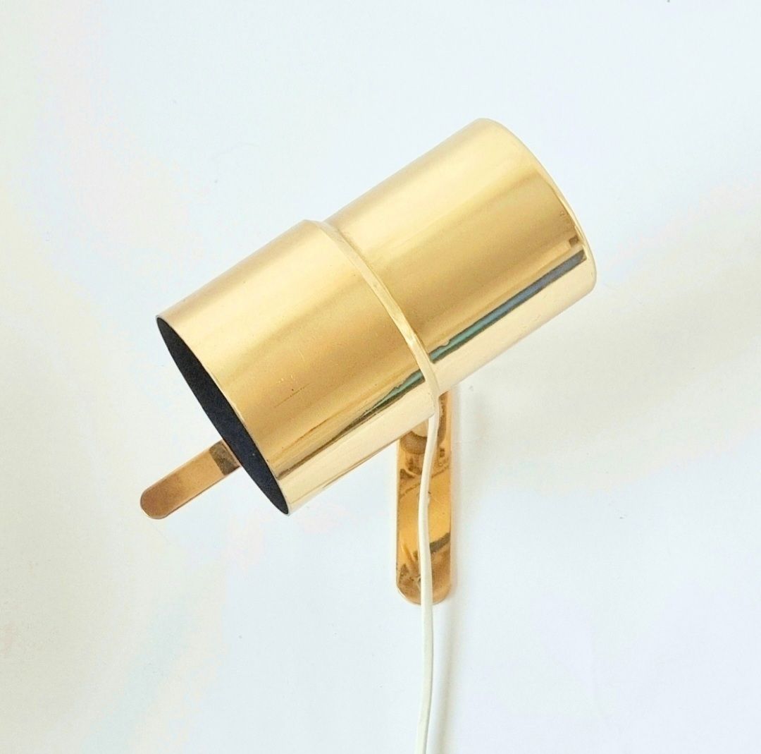 Pair Of Mid Century Scandinavian Brass Wall Lights By Hans Agne Jakobsson Model V 324, Sweden, 1960s photo Lighting