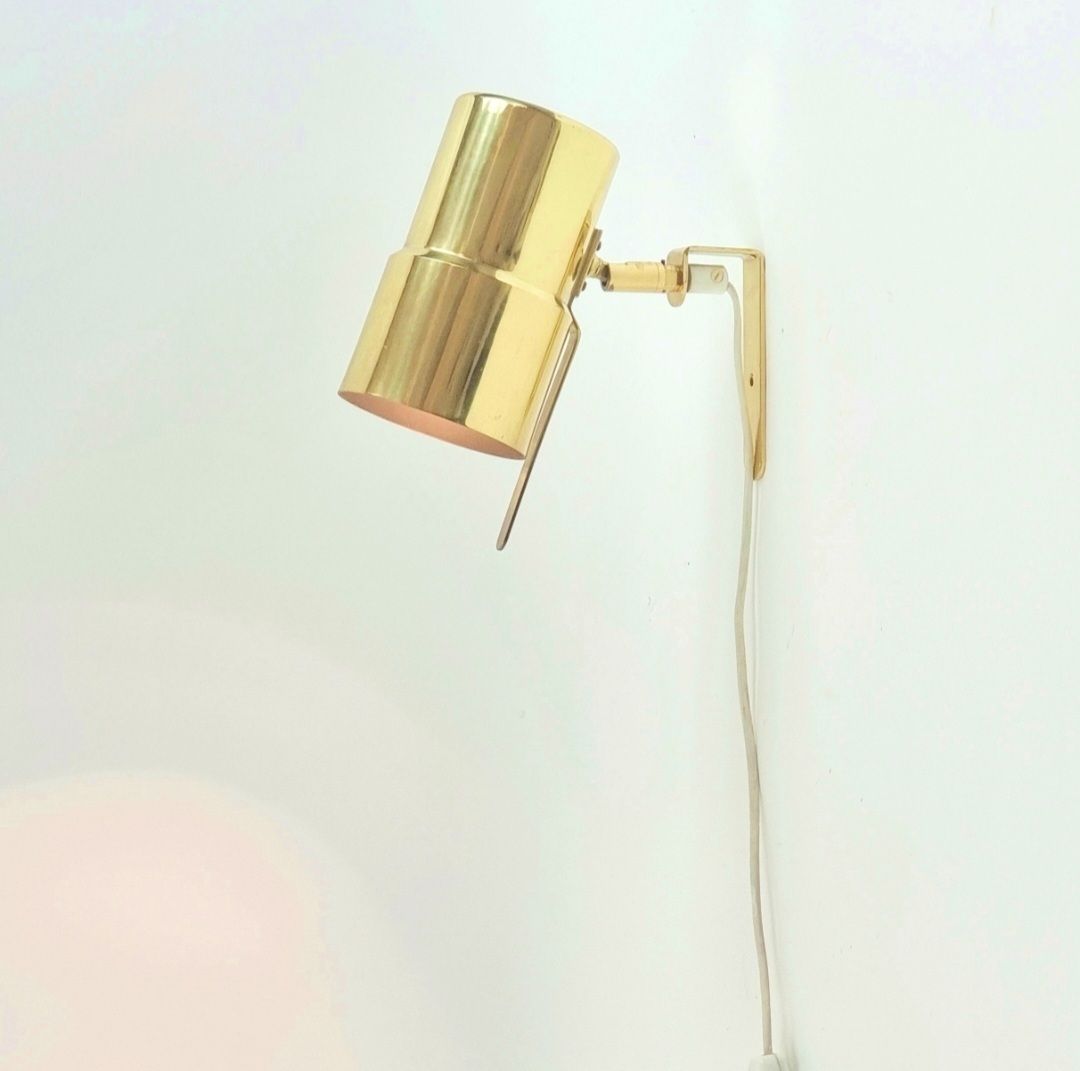 Pair Of Mid Century Scandinavian Brass Wall Lights By Hans Agne Jakobsson Model V 324, Sweden, 1960s photo buy