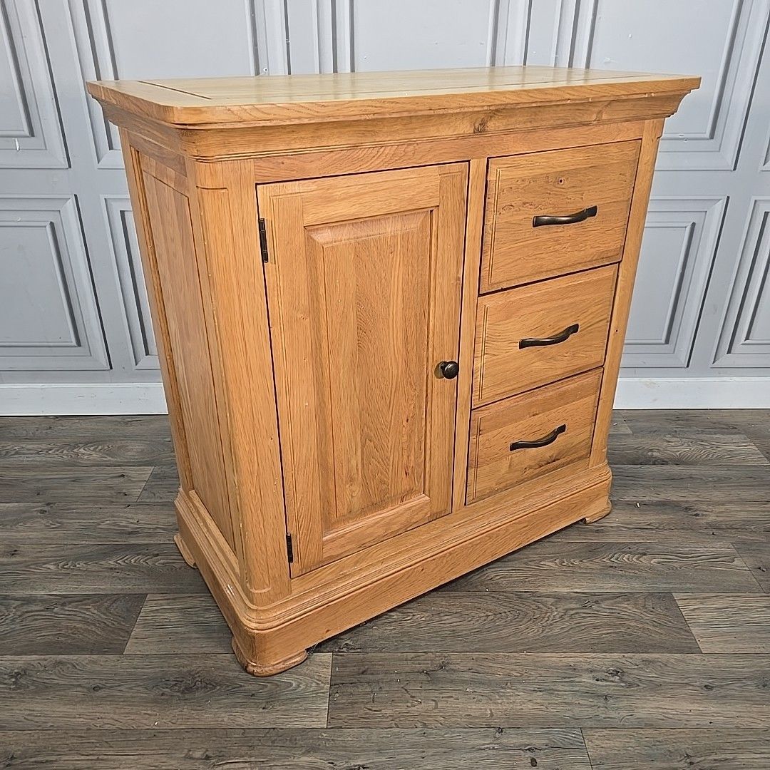 Rustic Storage Cabinet Solid Wood Oak Furniture Land Cupboard & 3 Drawers photo furniture