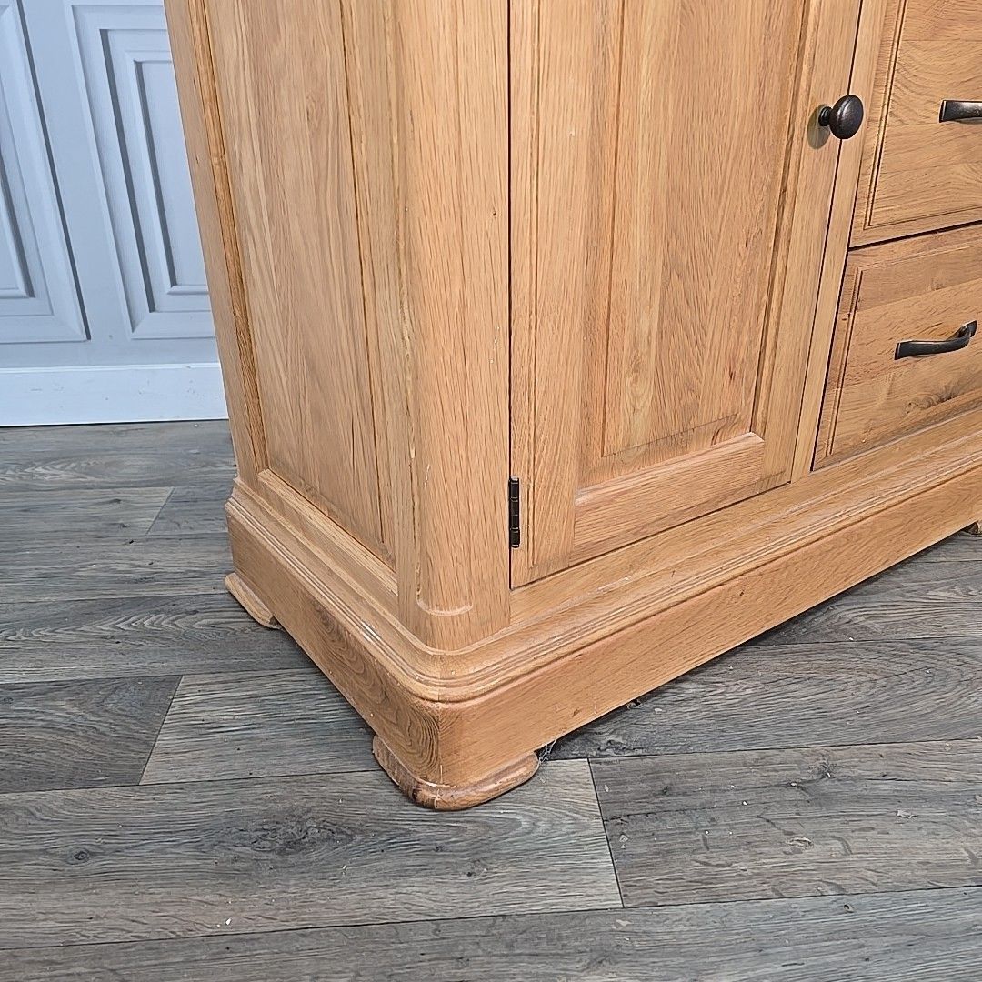 Rustic Storage Cabinet Solid Wood Oak Furniture Land Cupboard & 3 Drawers photo Furniture