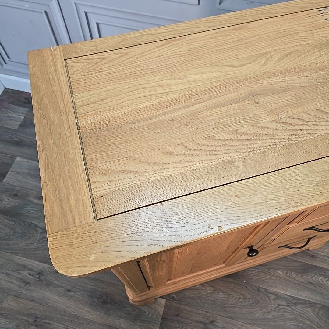 Rustic Storage Cabinet Solid Wood Oak Furniture Land Cupboard & 3 Drawers photo buy