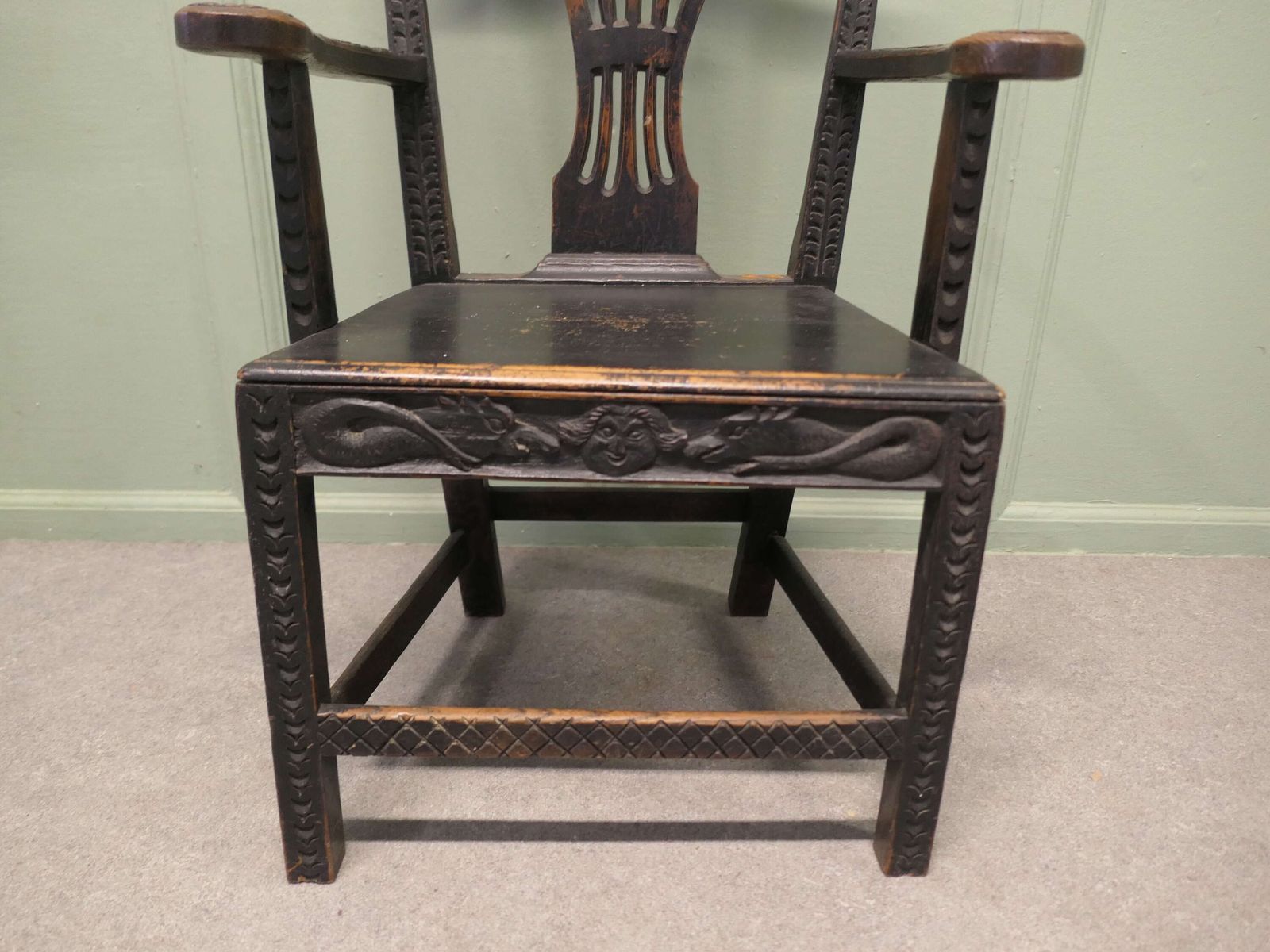A Hand Carved Chippendale Hall Chair Apprentice Piece This Is A Very Unusual Piece photo for sale