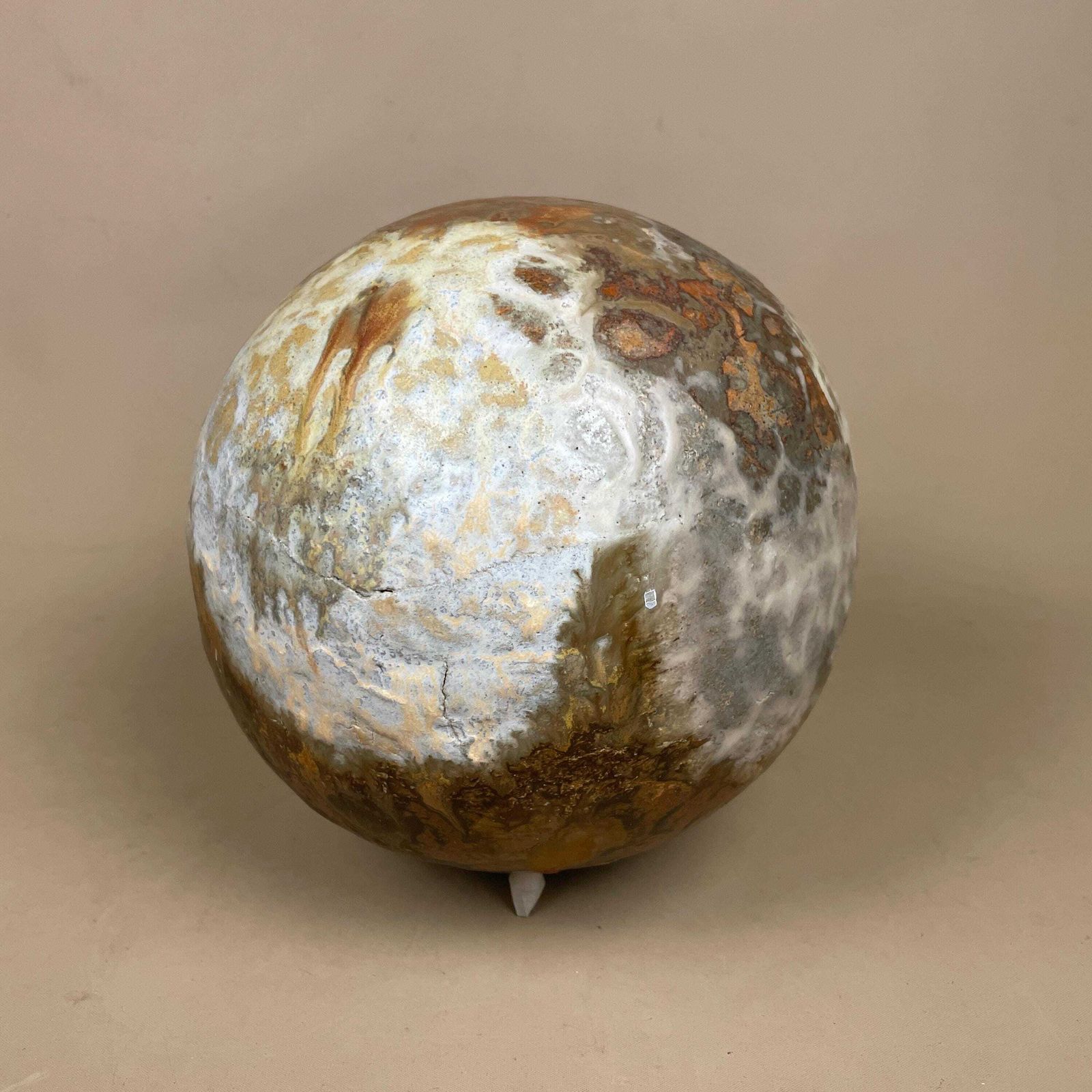 Vintage Ceramic Ball Glazed Decorative Round Ball Display Ornament Abstract Brown Beige Glaze Statue Sculpture Circle Moon photo furniture