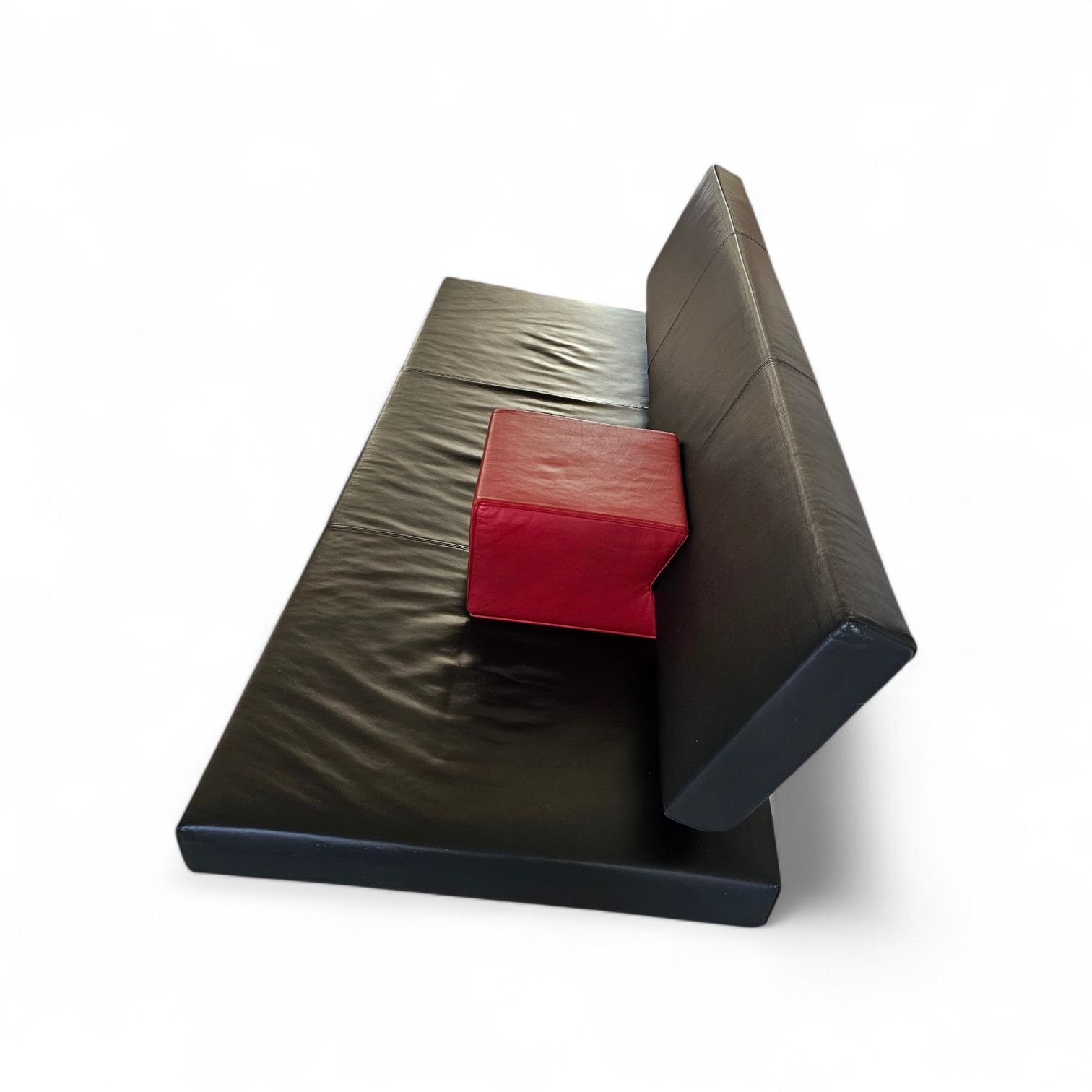 Martin Visser Br 02.7 / Sofa Bed / ‘T Spectrum / 1980s / Black Leather / Red Cushion photo for sale
