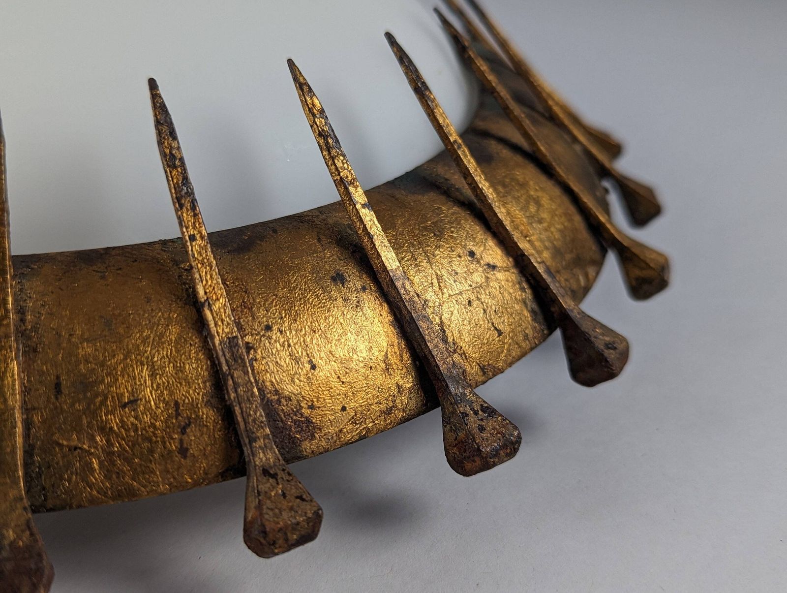 Sun Lamp, Forged Nails, Gold Leaf And Crystal, France, 1950s photo 614.0