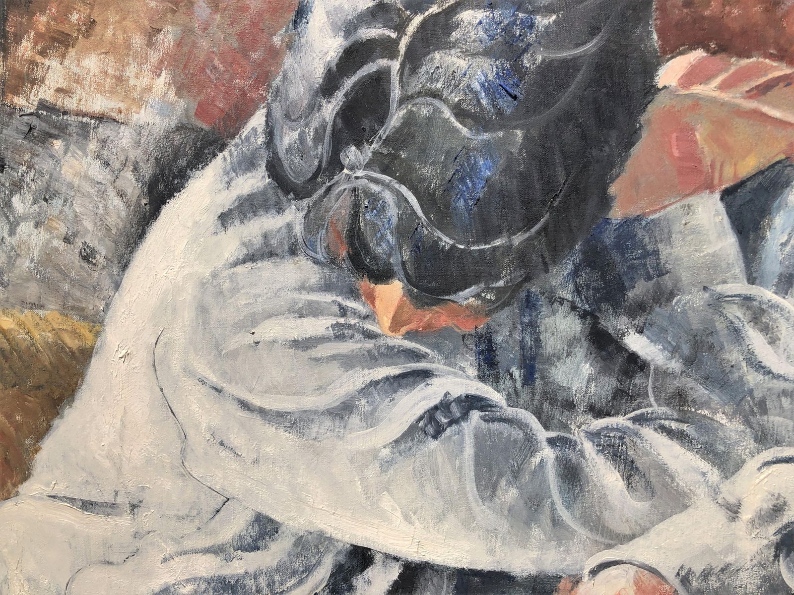 Josep Maria Draper Melancholic Female Figure, Oil Painting On Canvas C.1990 photo Art