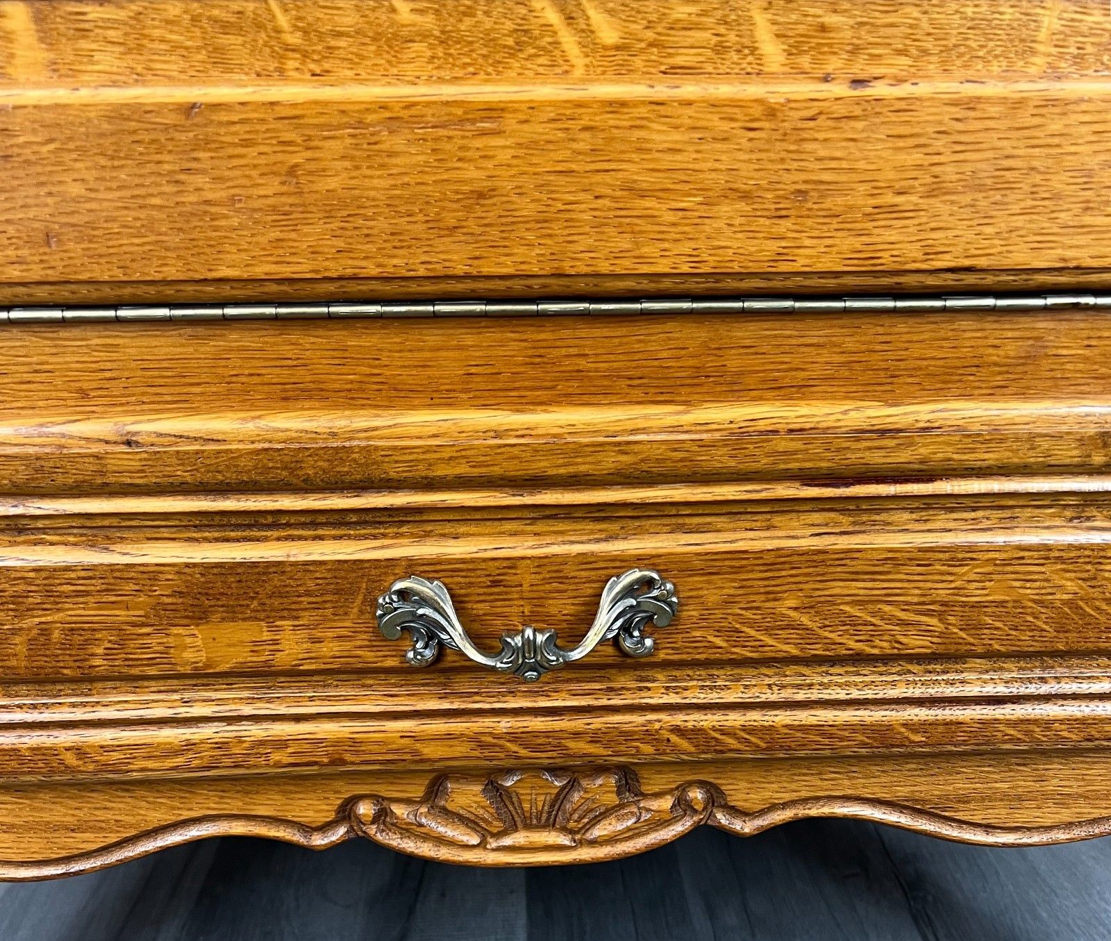 Cabinet Vintage French Louis XIV Style Drop Front Oak Carved Sideboard Lot 1812 photo vinterior