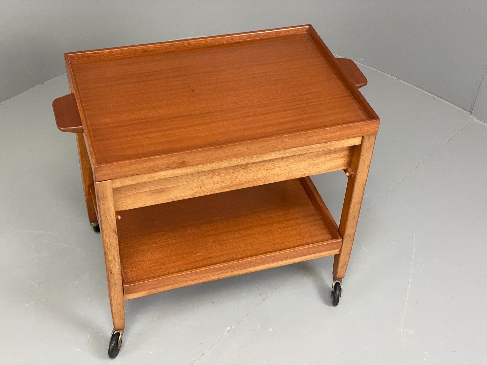 Furniture Vintage 1960s Serving Trolley Danish Formica Top Retro Adjustable Eb11694 Mwoo photo