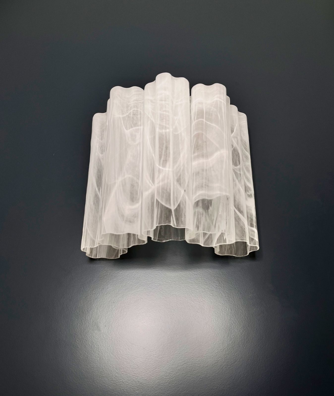 Fantastic Pair Of Murano Glass Tube Wall Sconces   5 White Alabaster Glass Tube photo vinterior
