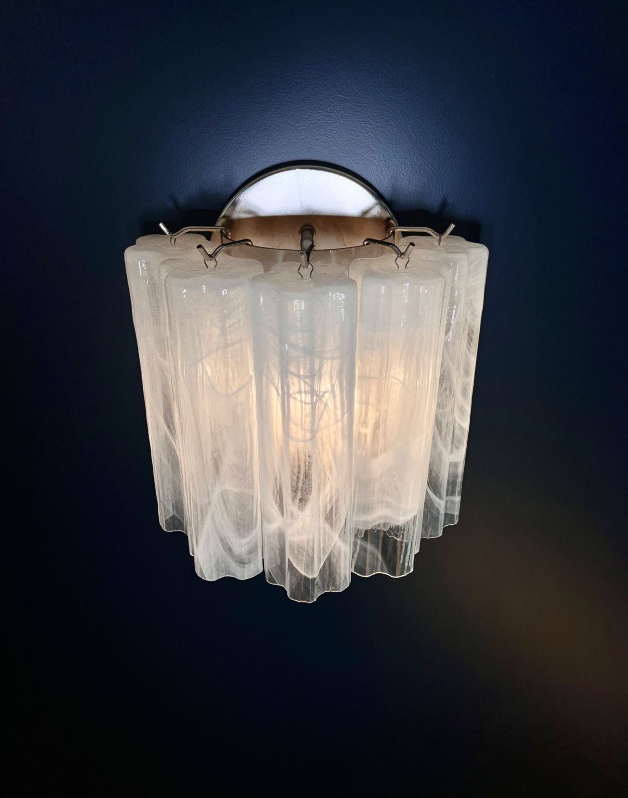 Lighting Fantastic Pair Of Murano Glass Tube Wall Sconces   5 White Alabaster Glass Tube photo