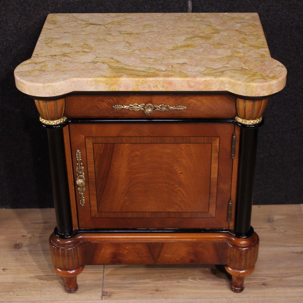 Pair Of 20th Century Italian Bedside Tables With Marble Top photo Furniture