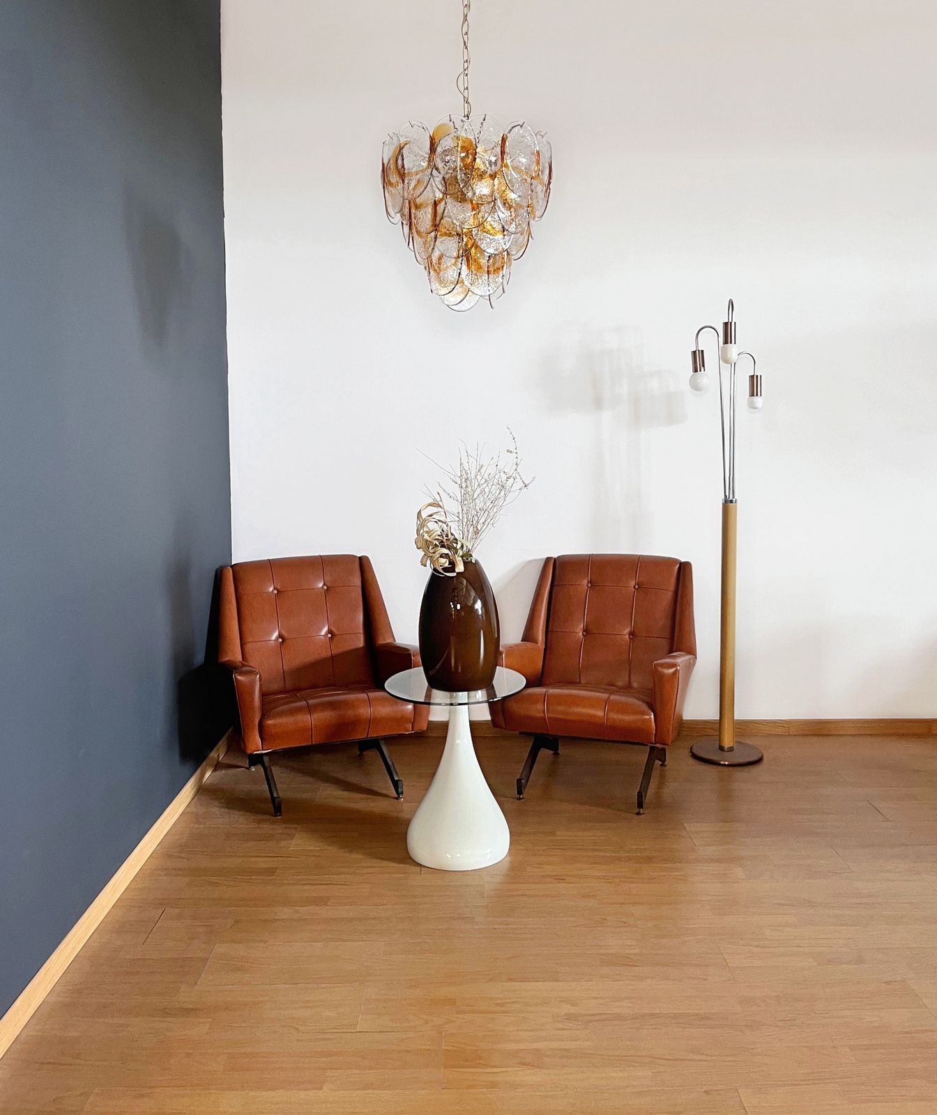 Murano Chandelier By Mazzega   41 Clear And  Amber Glasses photo Lighting