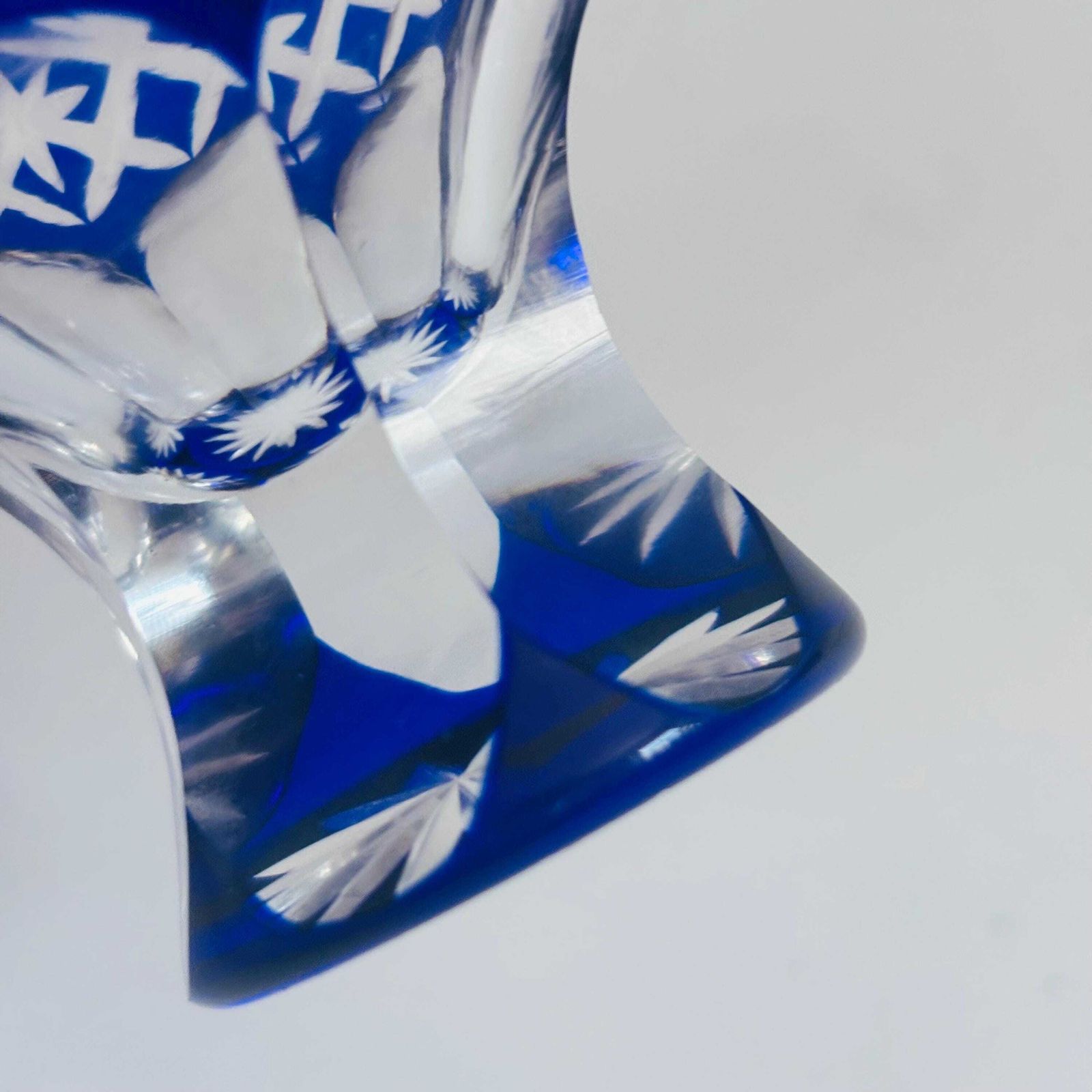 photo buy Edo Kiriko Cobalt Blue Crystal Sake Cup – Mid Century Hoshi Star Motif