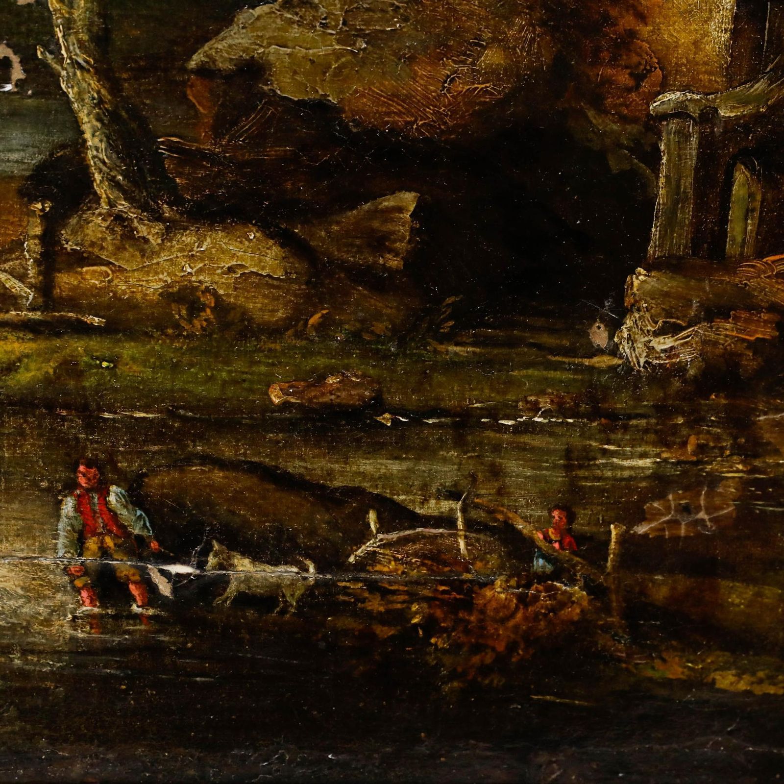 For Restoration Mid 19th Century Oil By The Watermill photo 495.0