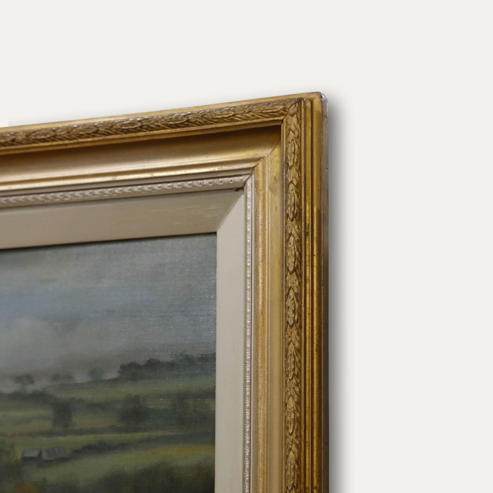 Framed Early 20th Century Oil Ploughing Team In A Landscape photo 595.0