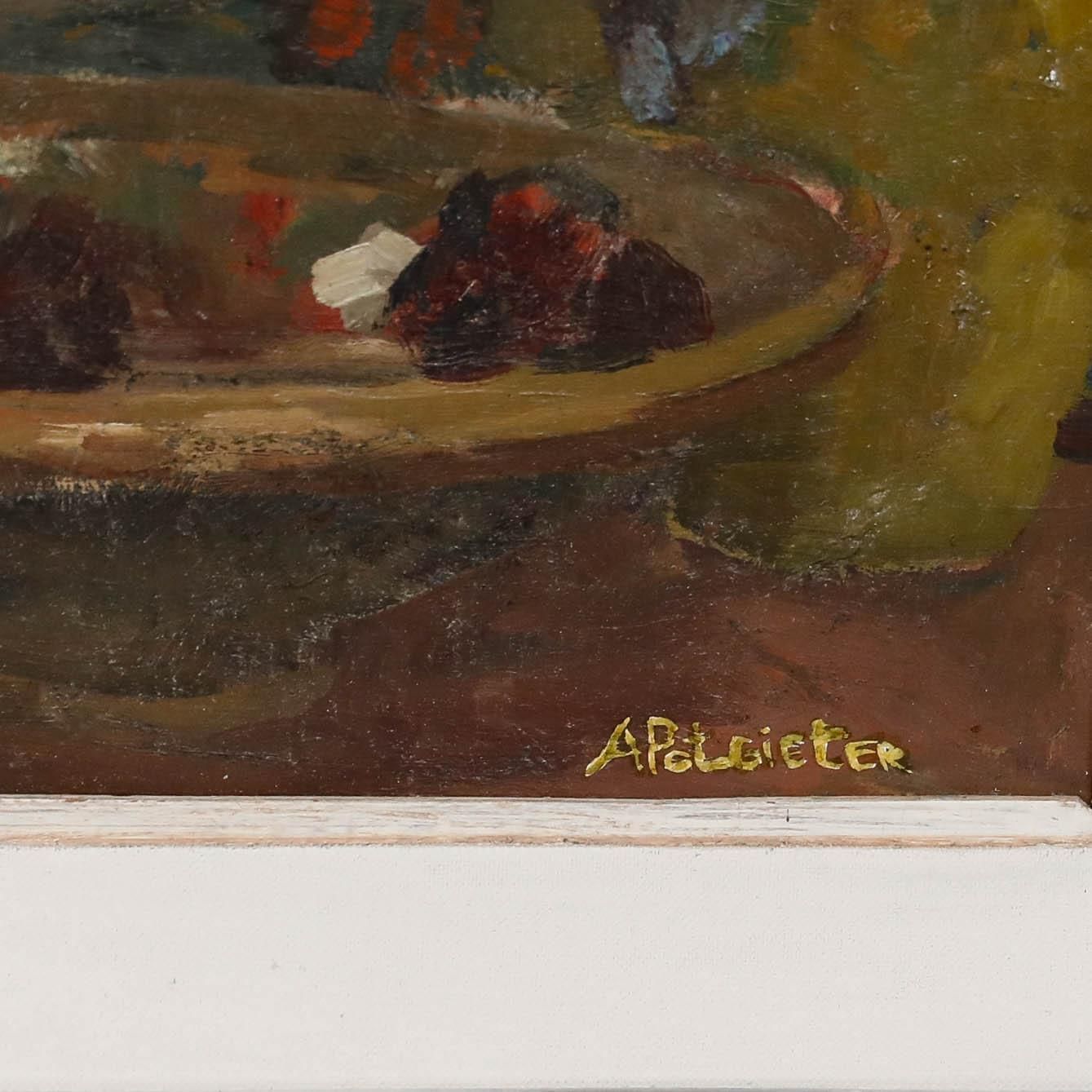 Adam Potgieter (1899 1982) Mid 20th Century Oil, Still Life With Lamp photo buy