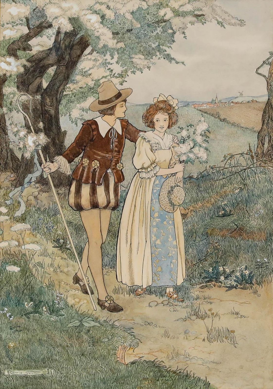 Carrie Solomon Framed 1911 Watercolour, Rosalind And Celia photo furniture