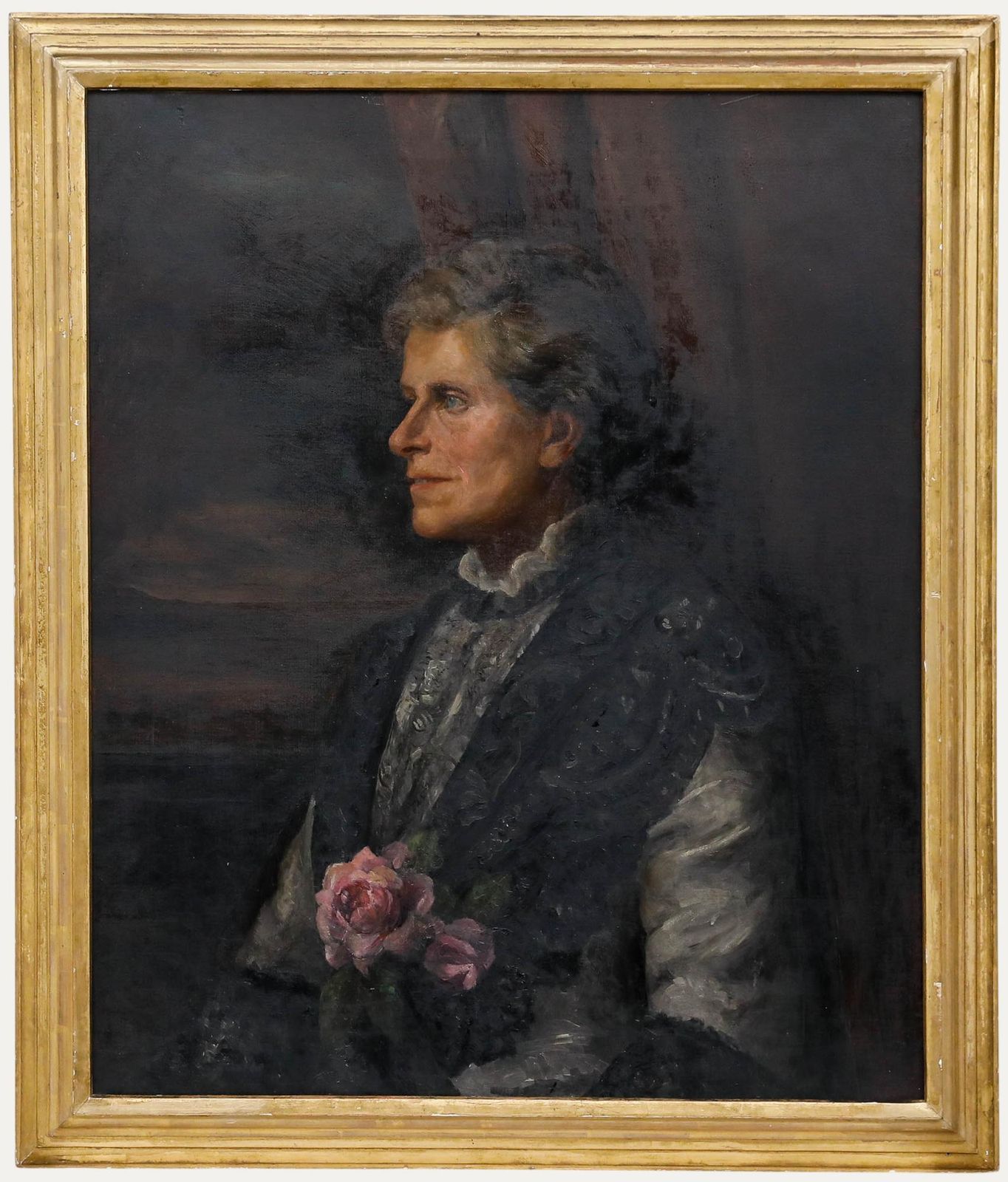 Framed Early 20th Century Oil Portrait Of Mrs Preston