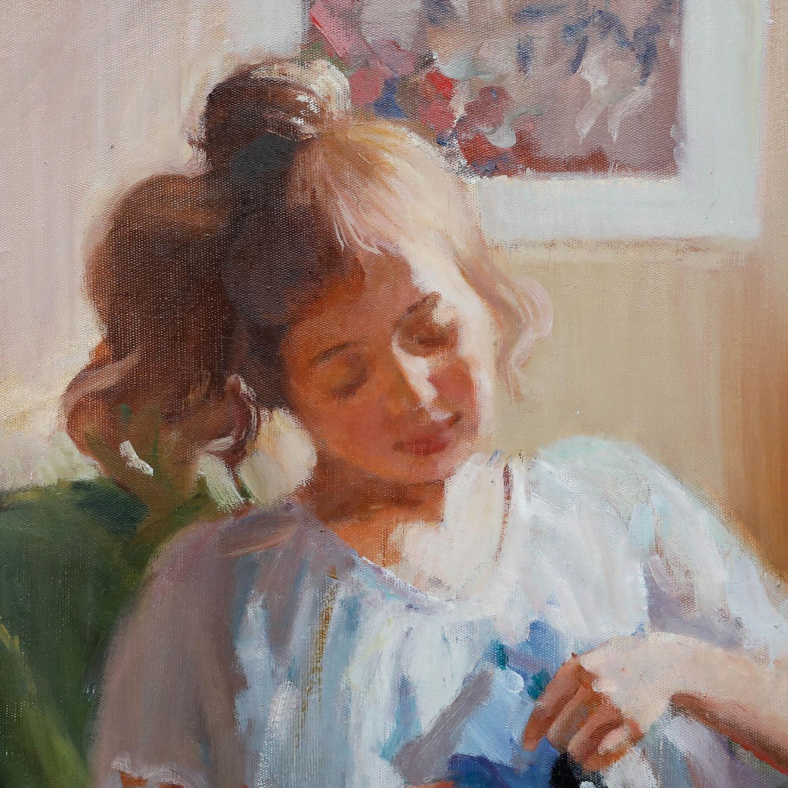 Attrib. Viktor Tchaus (B.1940) Framed 1995 Oil, Making The Dress photo Art