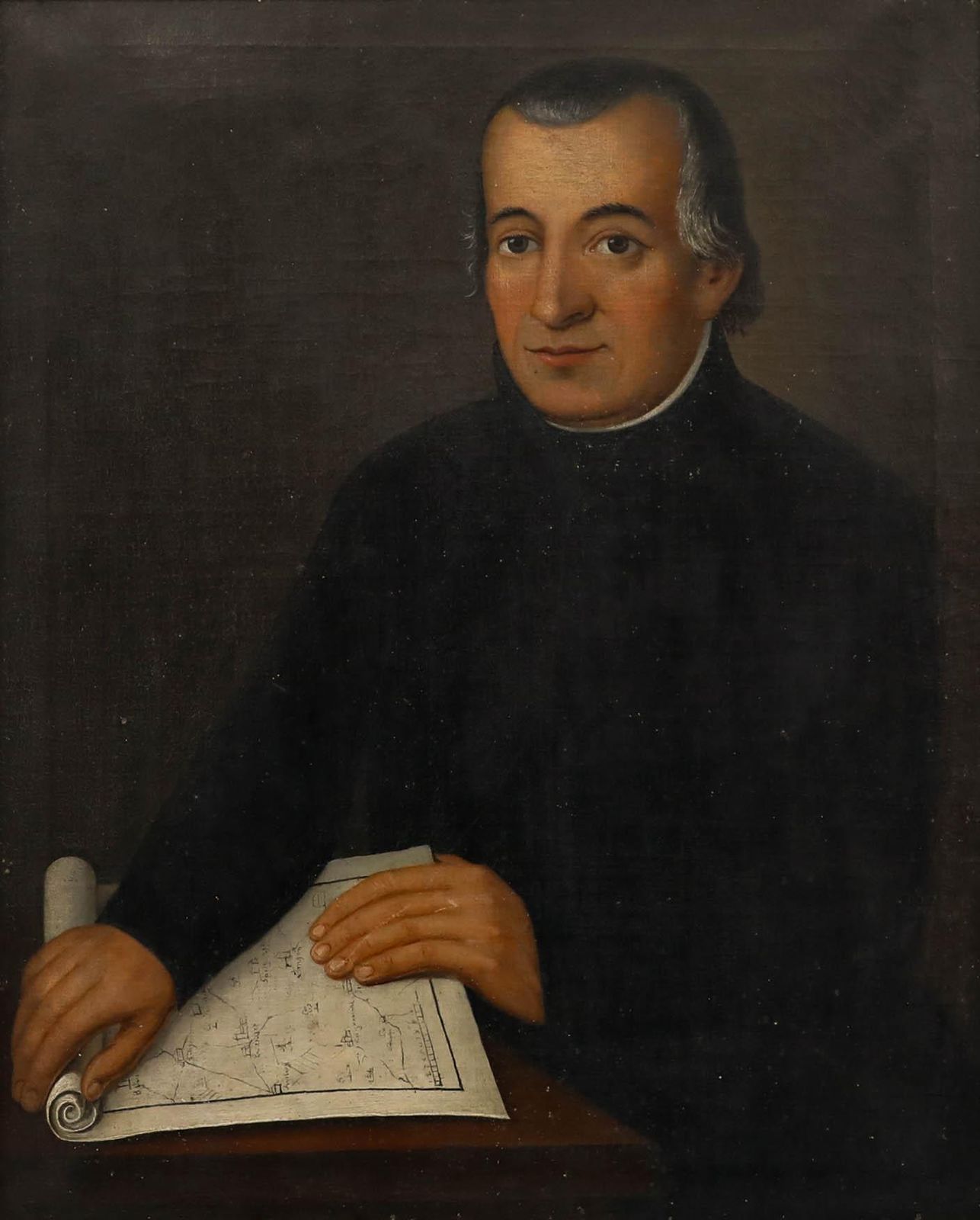Fine Continental School Early 19th Century Oil Portrait Of A Cartographer photo furniture