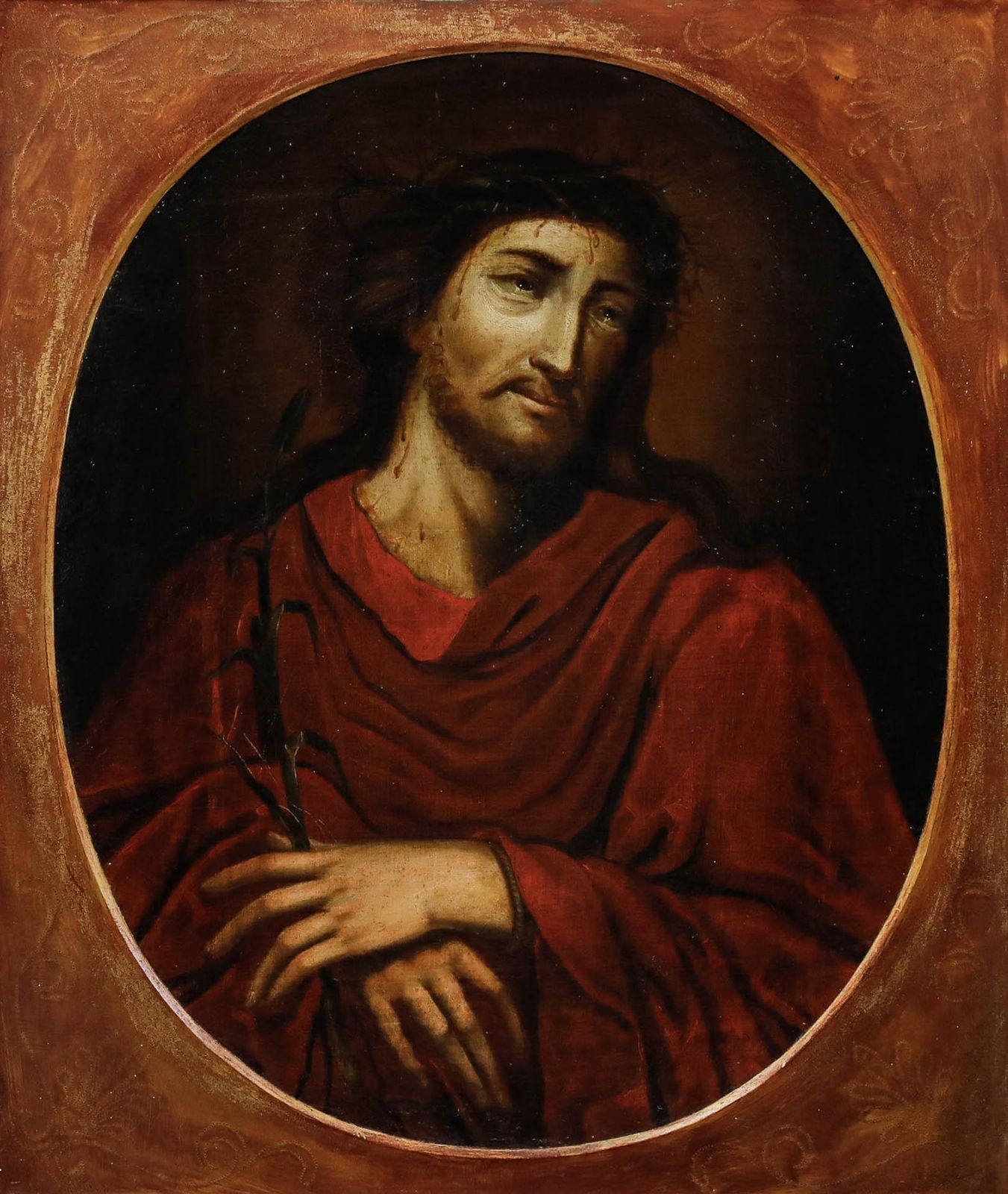 Framed 18th Century Oil Christ As The Man Of Sorrows photo furniture