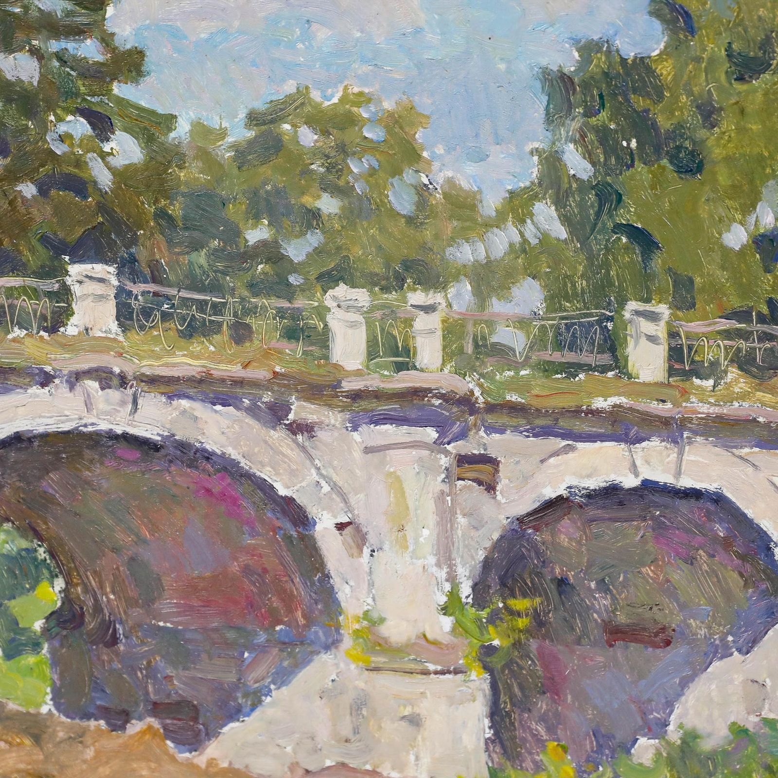 Andrei Alexeevich Ounkovsky (1928 2021) Framed 1963 Oil, At The Bridge photo Art