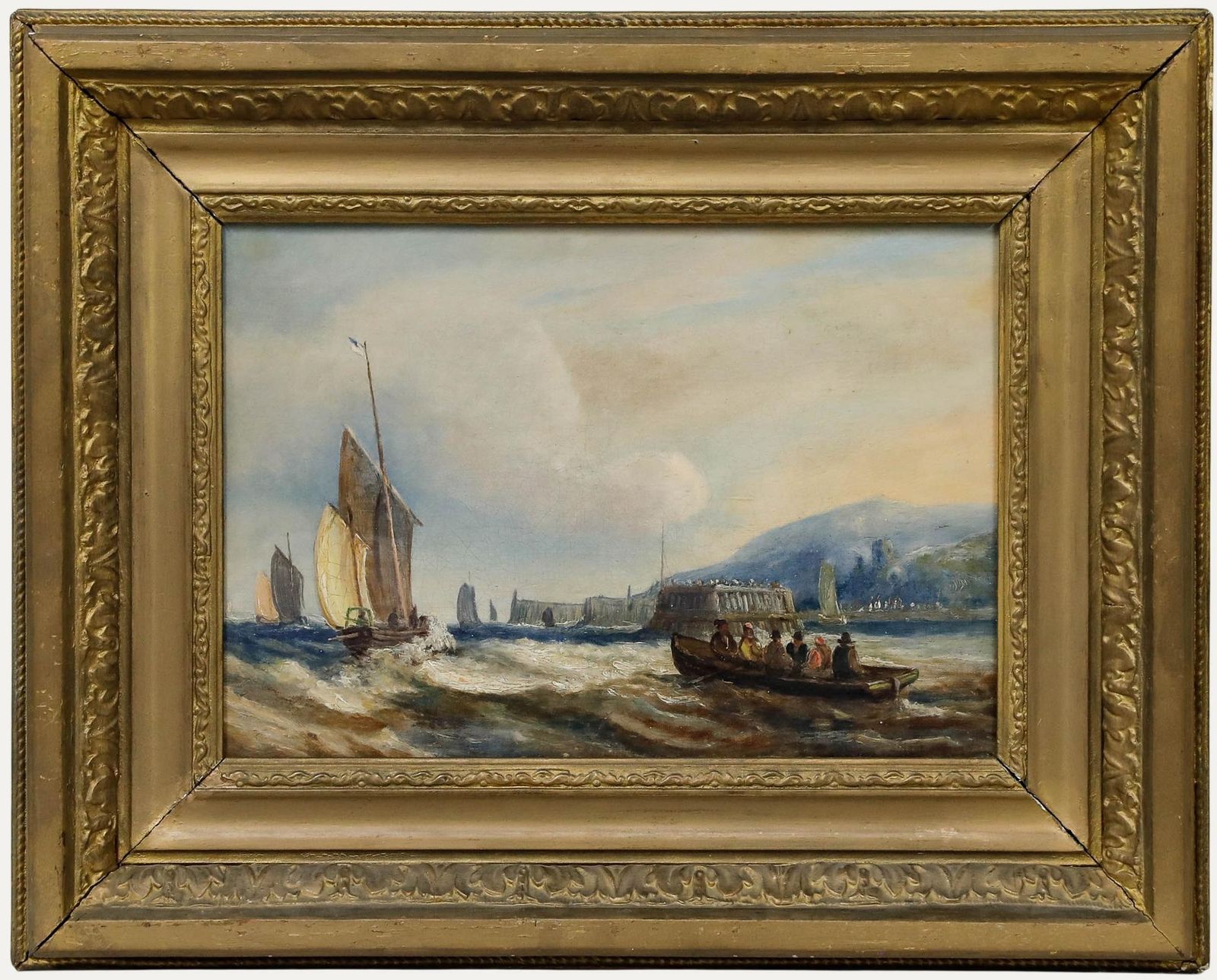 Framed 19th Century Oil Shipping Off The Coast
