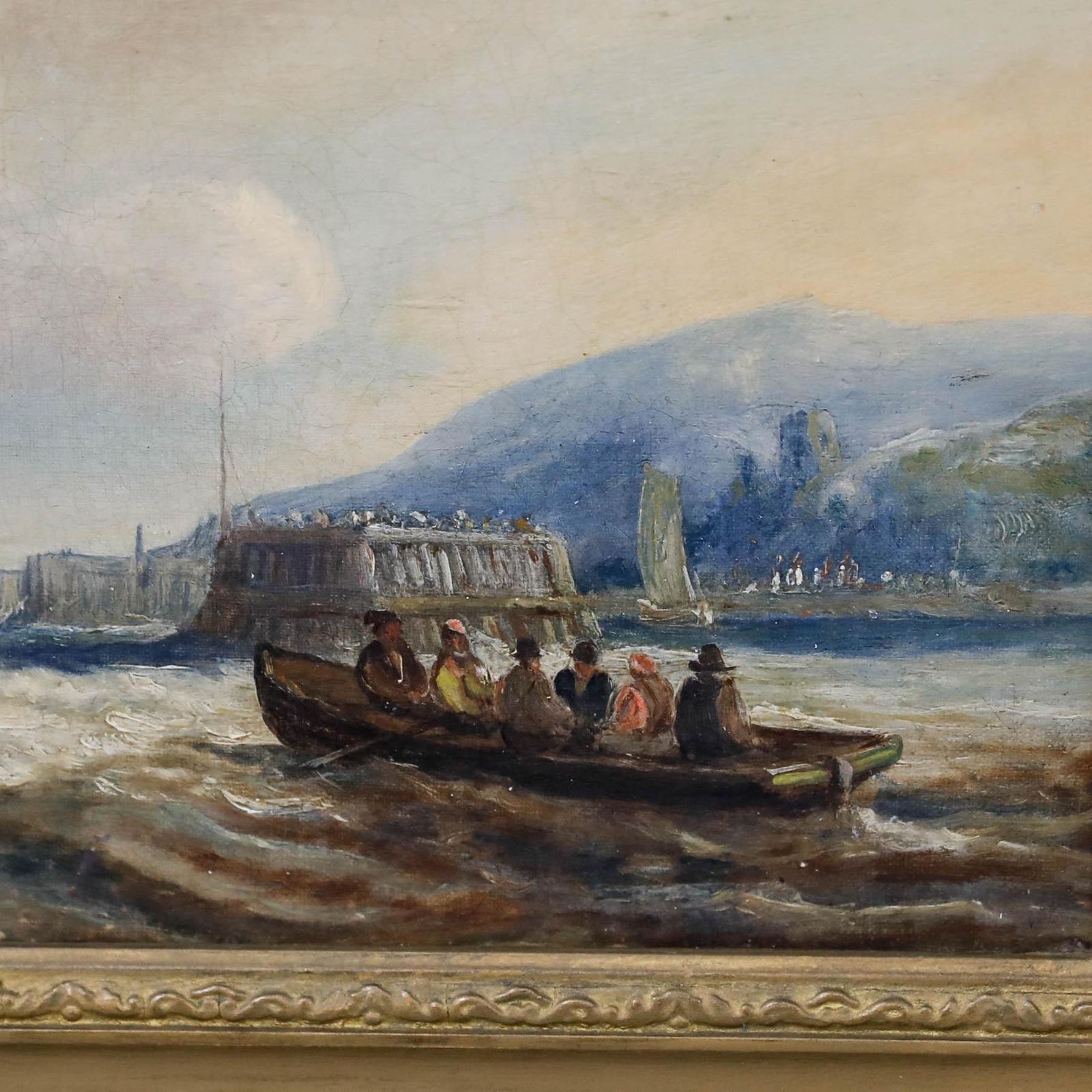 Framed 19th Century Oil Shipping Off The Coast photo Art
