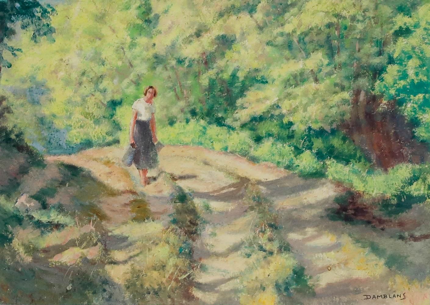 Eugene Damblans (1865 1945) Early 20th Century Oil, Walk Through The Woods photo furniture