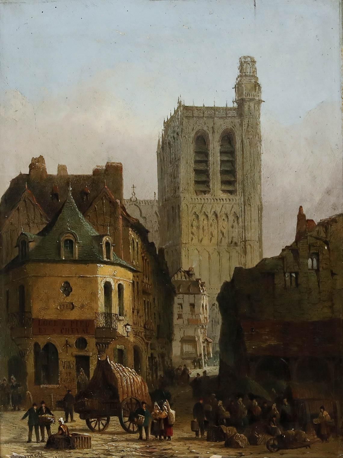 James D. Barnett (Act.1855 1892) Framed 1860 Oil, At Sens, Burgundy photo furniture