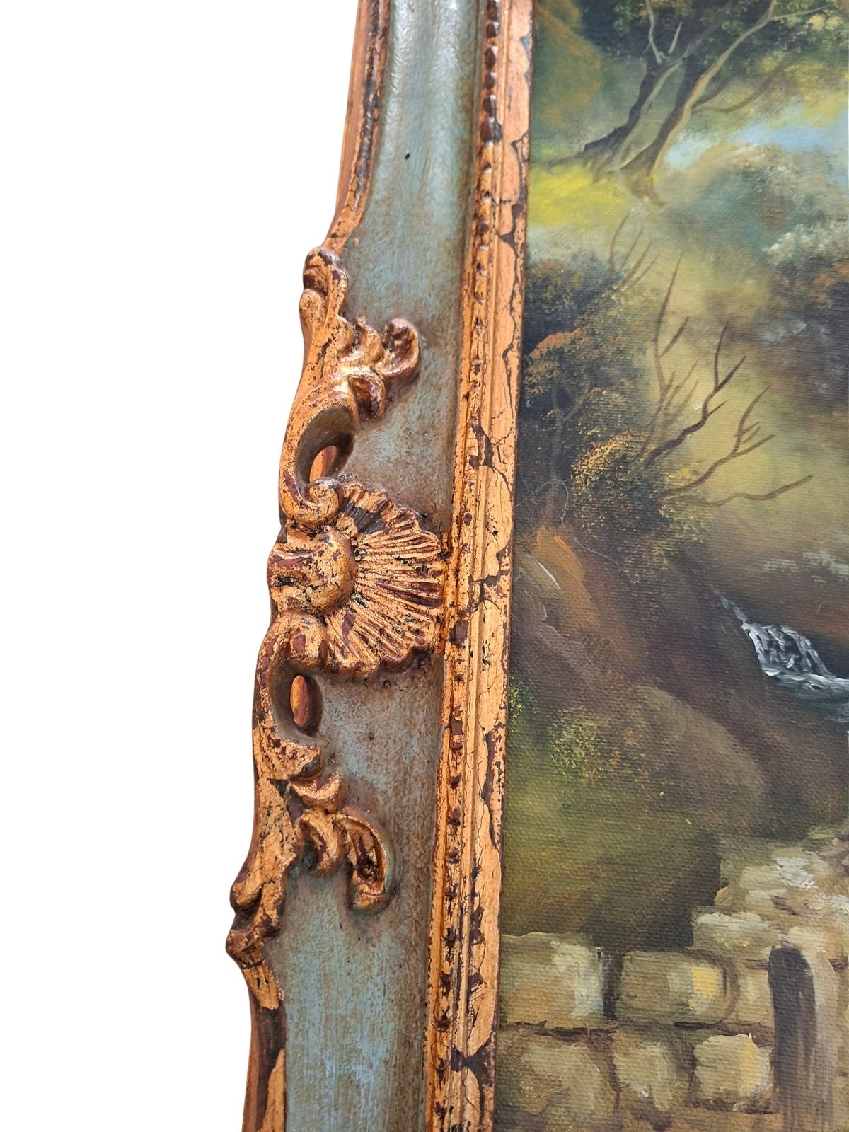 photo furniture Splendido Dipinto Olio Su Tela Paesaggio Arcadico Di A. Velotti