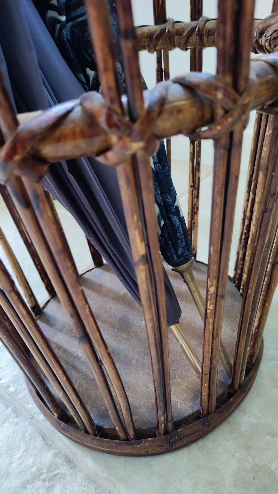 153.0 French Mid Century Modern Bamboo Umbrella Stand, 1960s photo