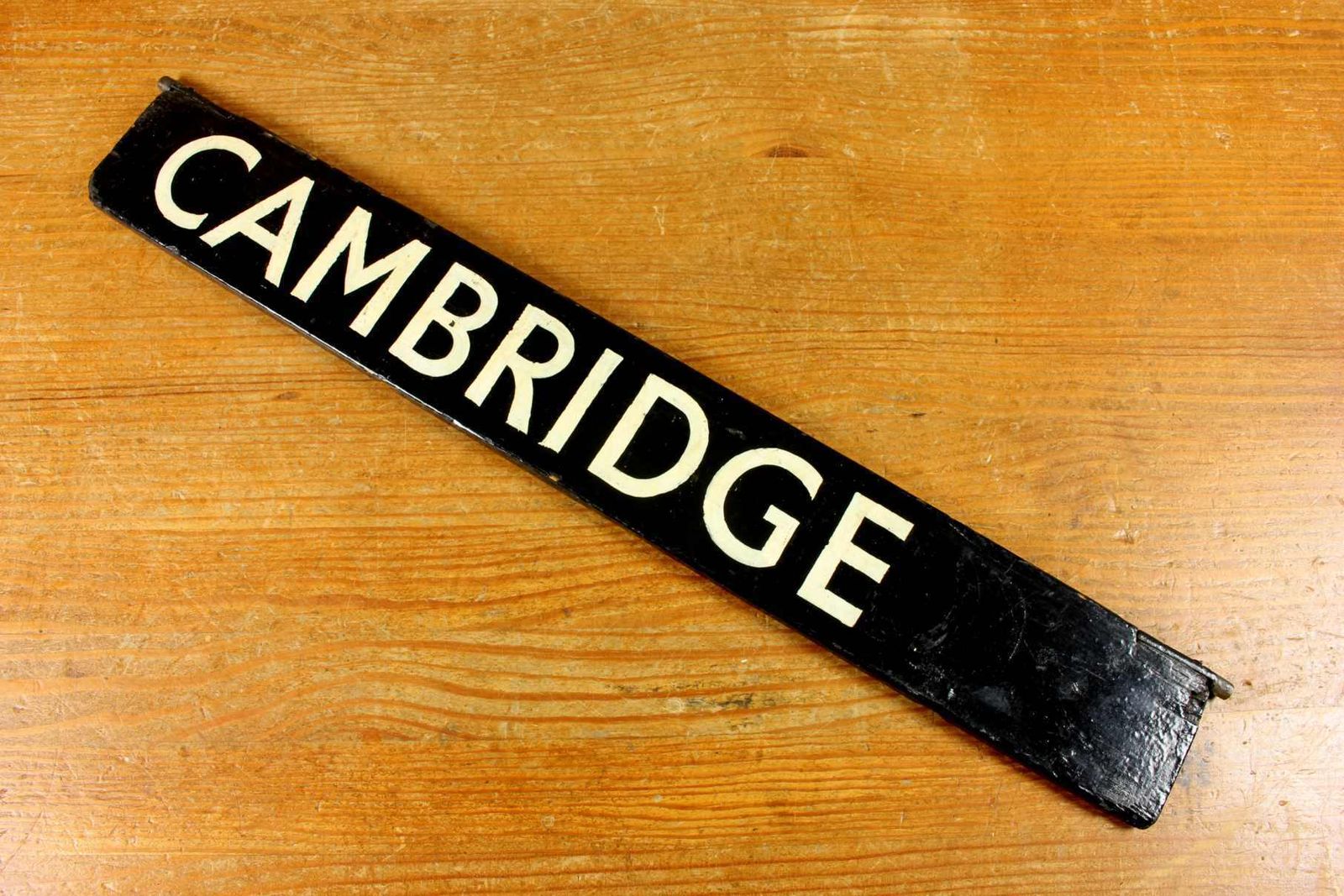 Antique Cambridge Destination Sign. Train Station Name Sign. C1930. photo furniture