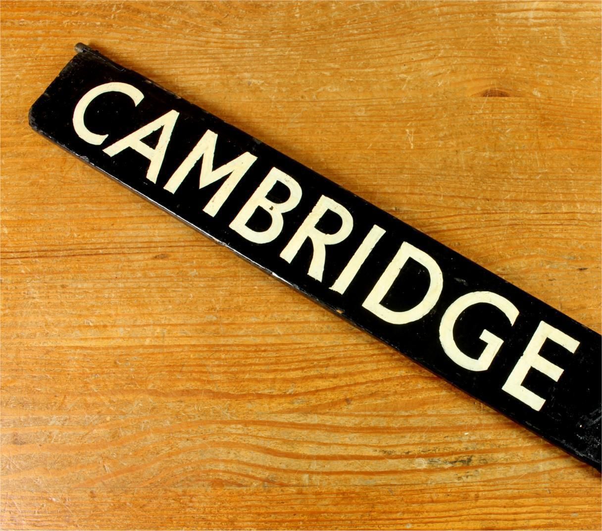 170.0 Antique Cambridge Destination Sign. Train Station Name Sign. C1930. photo