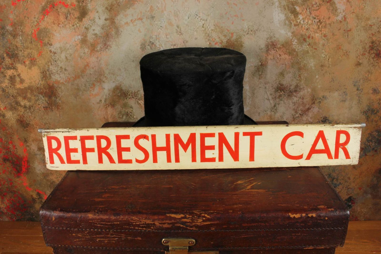 photo vinterior Antique Refreshment Car Railway Station Sign. Train Buffet Sign C1930.