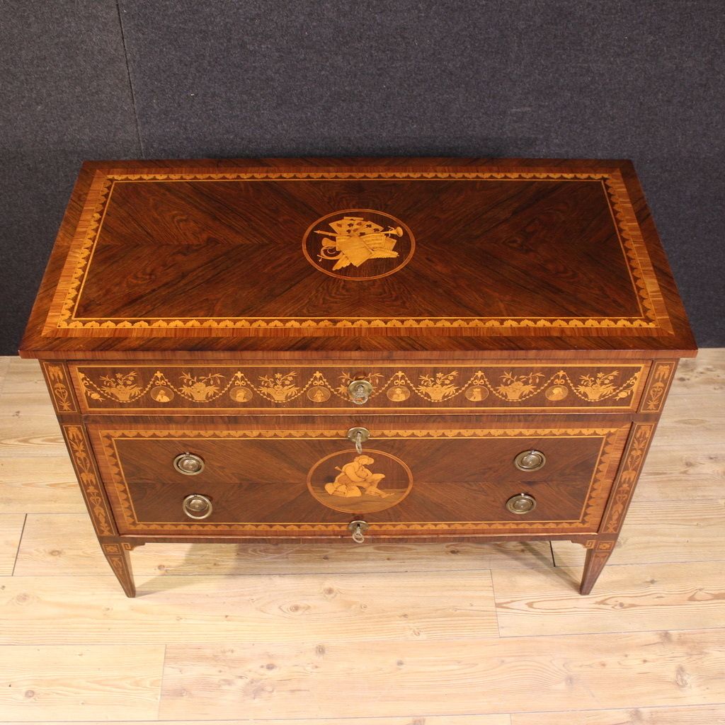 20th Century Italian Louis XVI Style Inlaid Dresser photo vintage