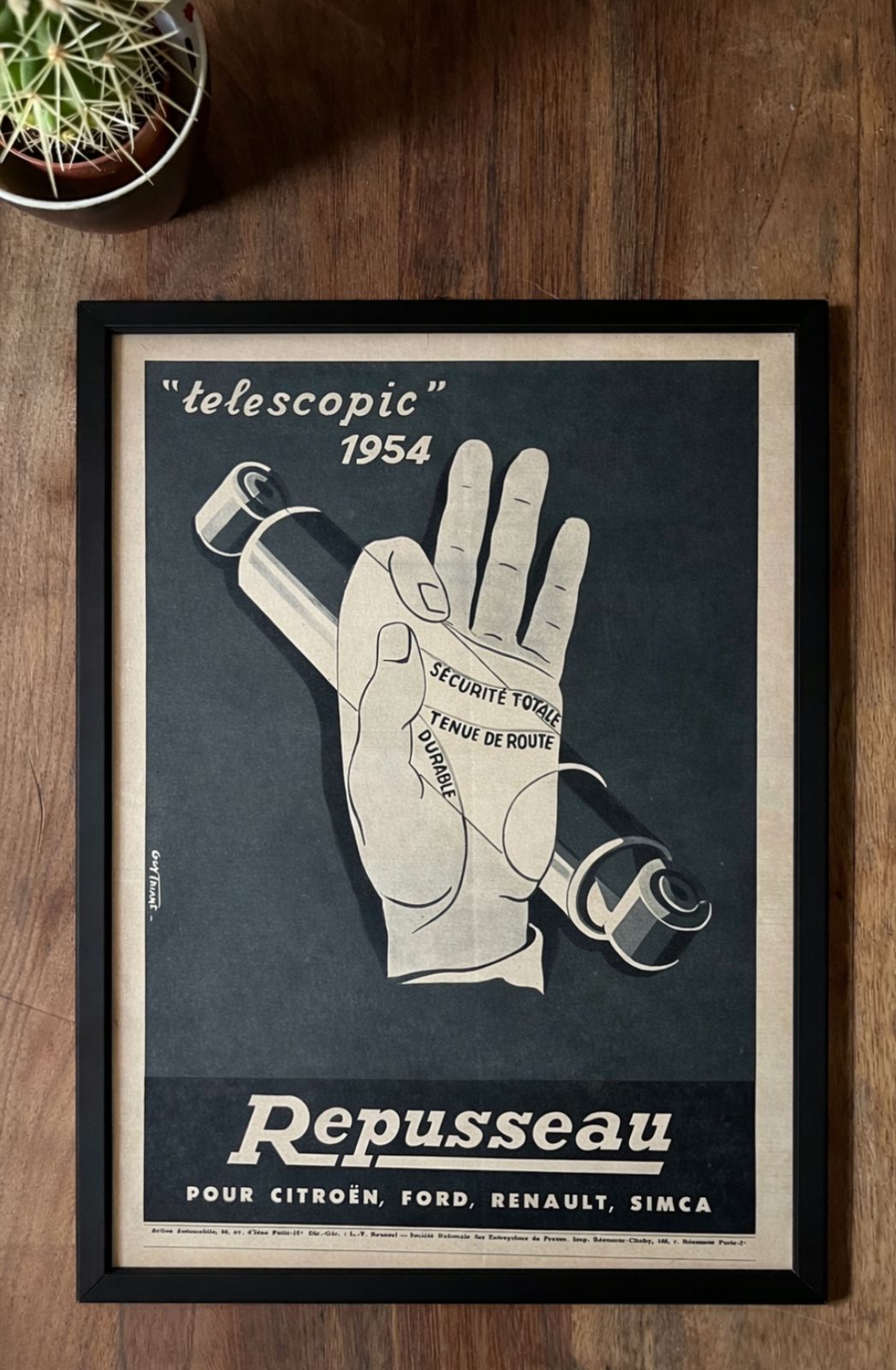Vintage French 1954 “Repusseau” Car Advertisement