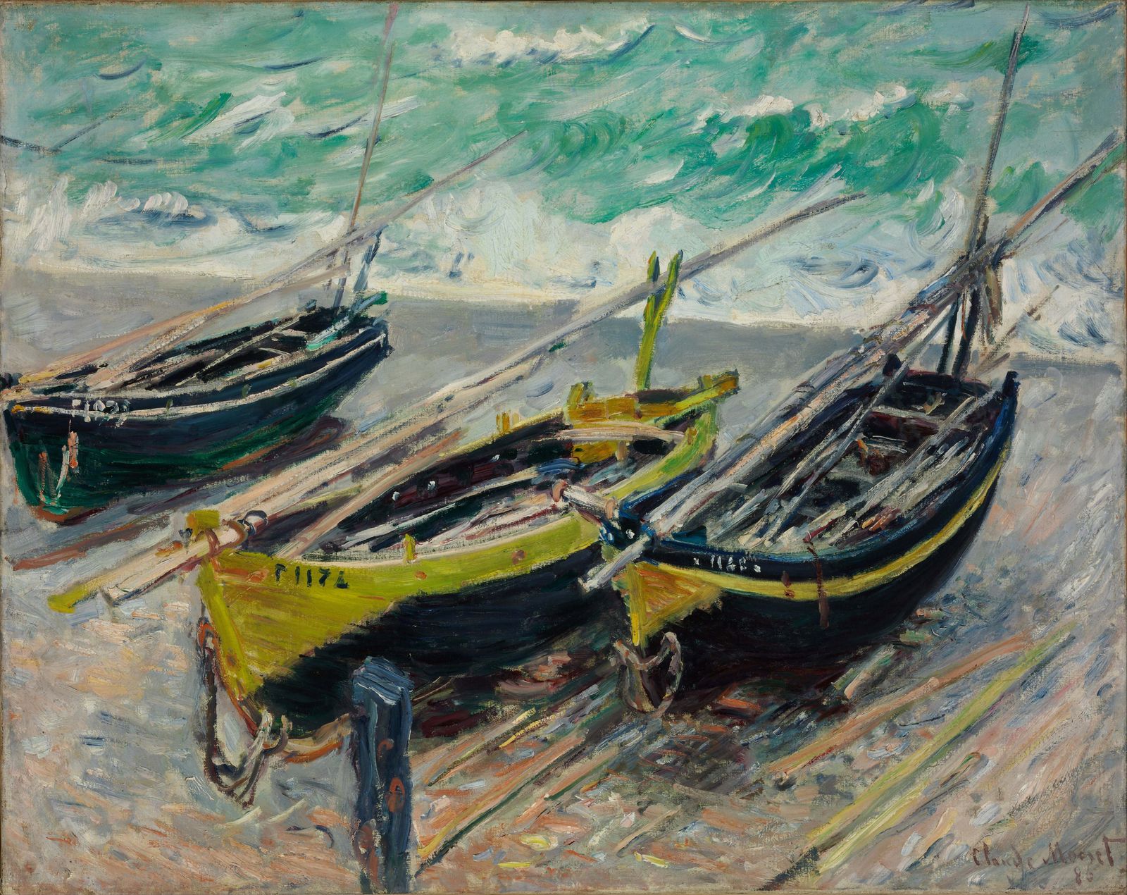 Claude Monet   Three Fishing Boats C1886 Poster