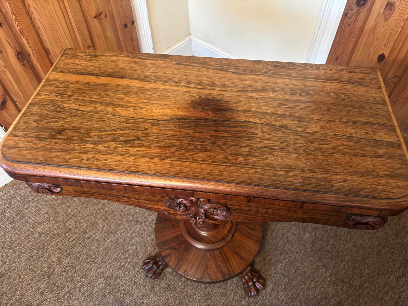 Antique Regency Georgian Rosewood Fold Over Card Games Table Hall Sofa Side 1830 photo furniture