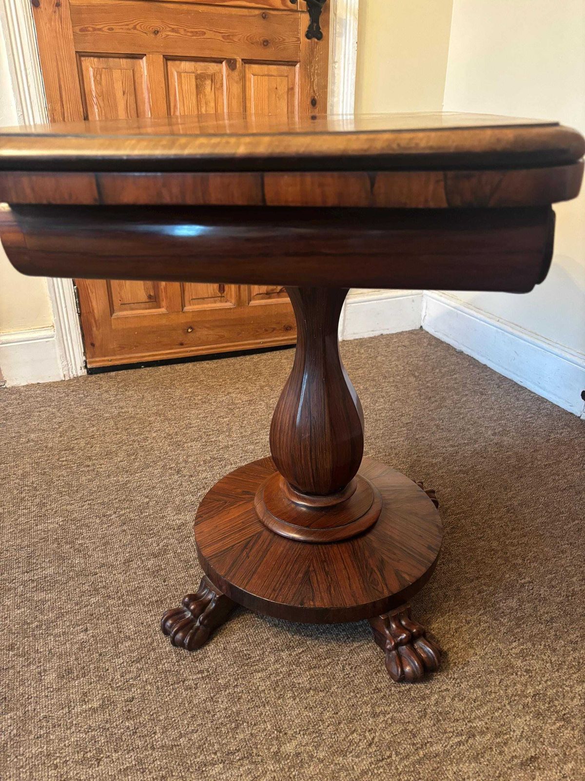 Antique Regency Georgian Rosewood Fold Over Card Games Table Hall Sofa Side 1830 photo vinterior