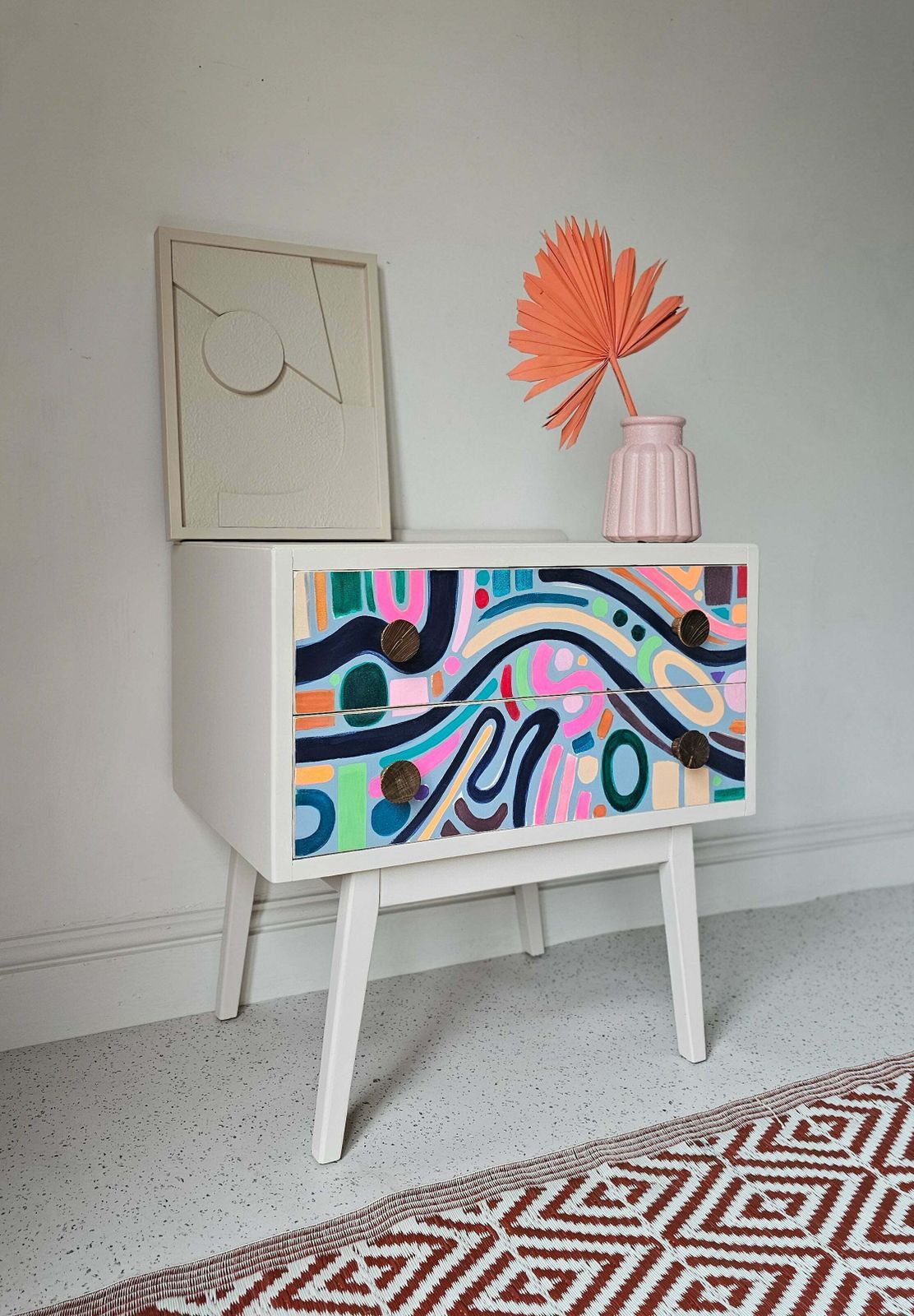Mid Century Chest Of Drawers Abstract Memphis Cabinet photo furniture