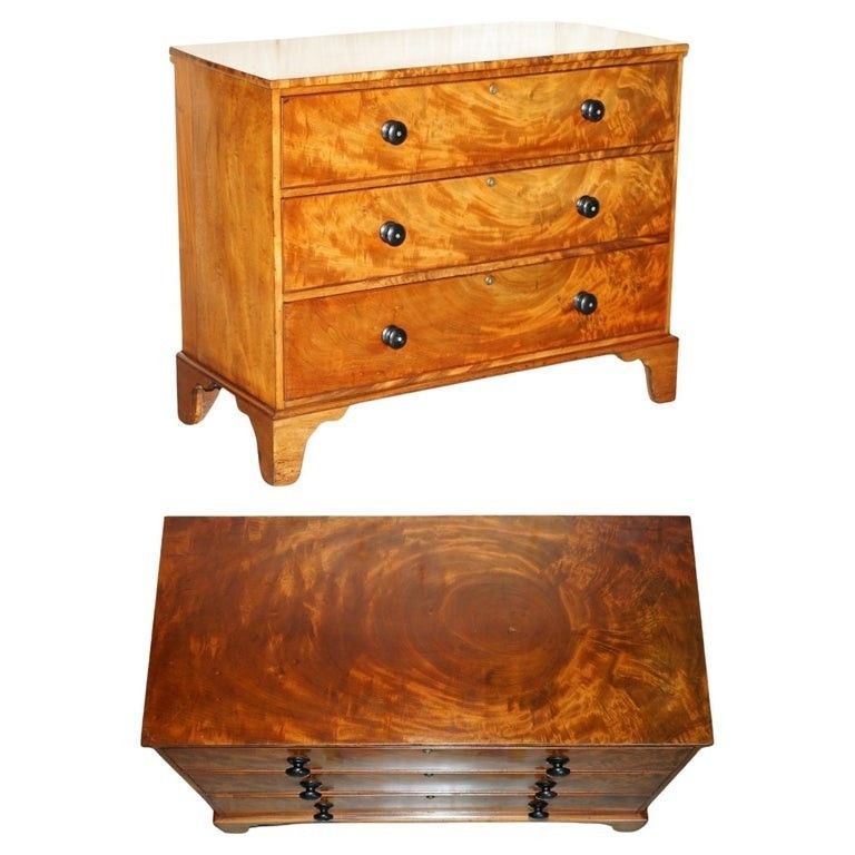 Exquisite Timber Patina Satin Walnut Victorian Circa 1860 Chest Of Drawers