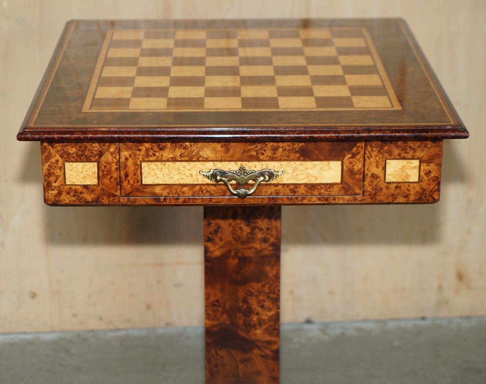 Josef Novak  Art Deco Burr & Burl Walnut & Satinwood Chessboard Chess Table photo 1750.0