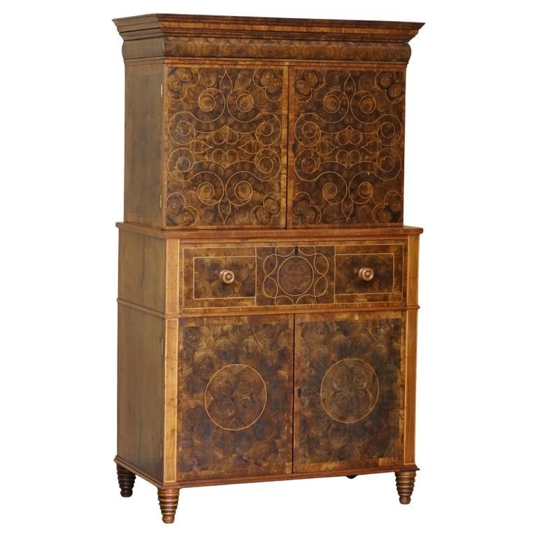 Captain Edward George Spencer Churchill Circa 1710 Oyster Veneer Chest On Stand