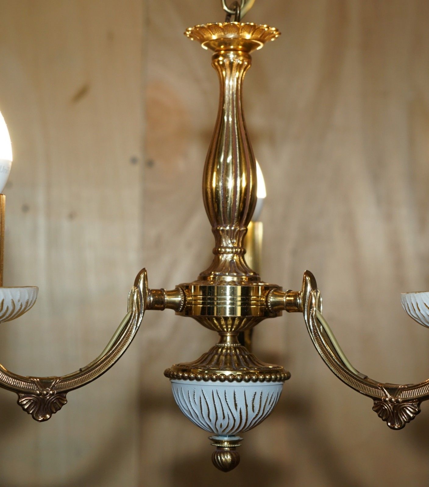 1 Of 4 Reccagni Made In Italy Brass & Frosted Glass 3 Candle Light Chandelier photo Lighting