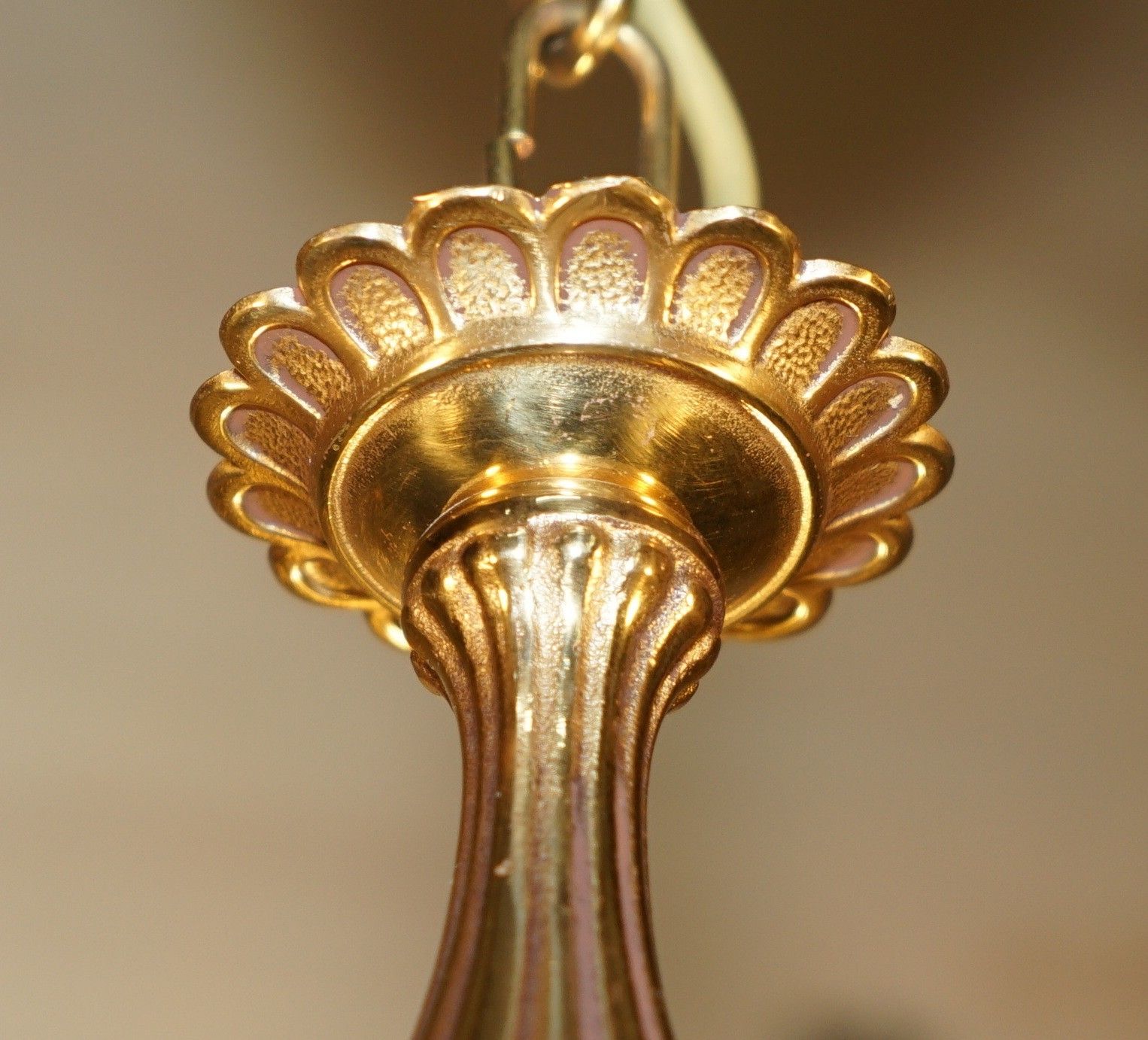 1 Of 4 Reccagni Made In Italy Brass & Frosted Glass 3 Candle Light Chandelier photo vinterior