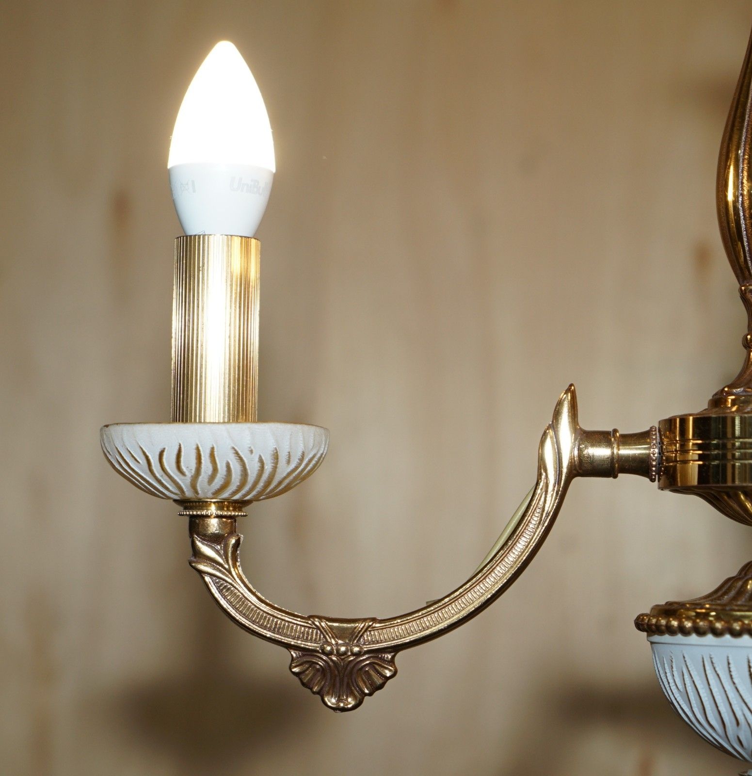 1 Of 4 Reccagni Made In Italy Brass & Frosted Glass 3 Candle Light Chandelier photo vintage